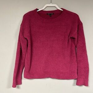 Super Soft & Snuggly Cable & gauge Fuchsia  Sweater, Oversized Crop Look,  M